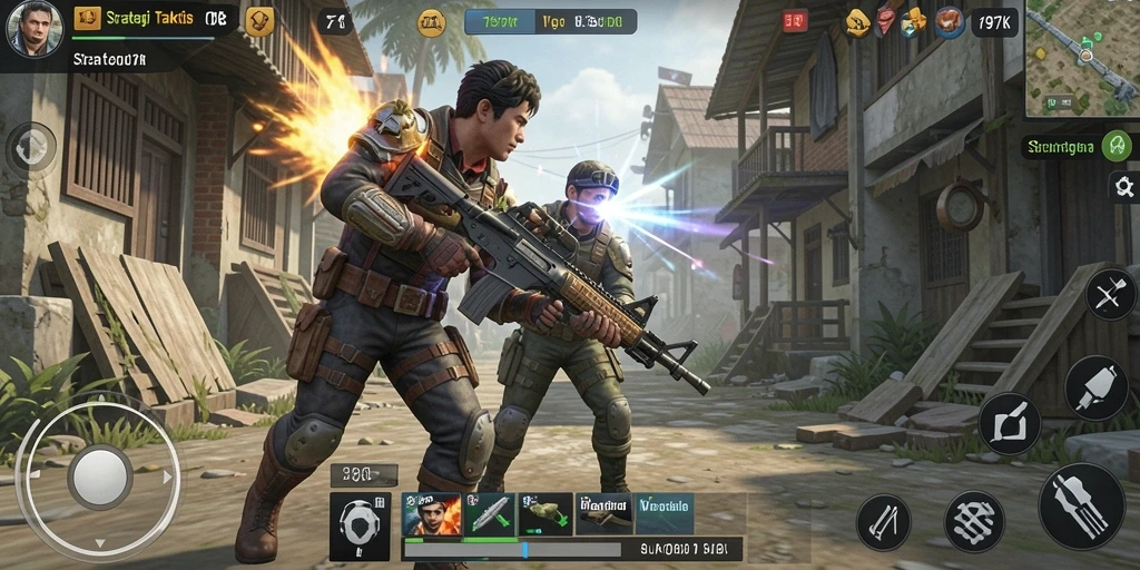 Tampilan gameplay penuh pertempuran strategis di 797K.