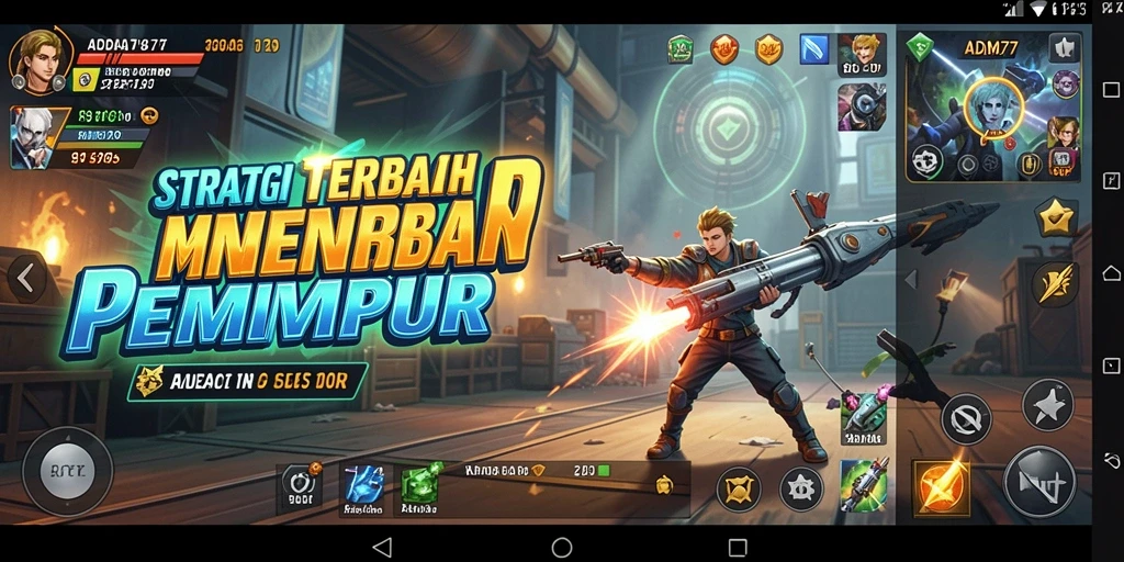 Screenshot utama ADAM77 menampilkan pertempuran strategi epik.
