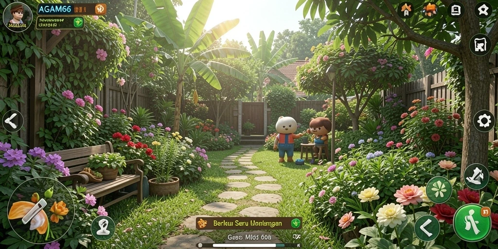 Tampilan gameplay AGAM66 dengan aktivitas bertani yang seru.
