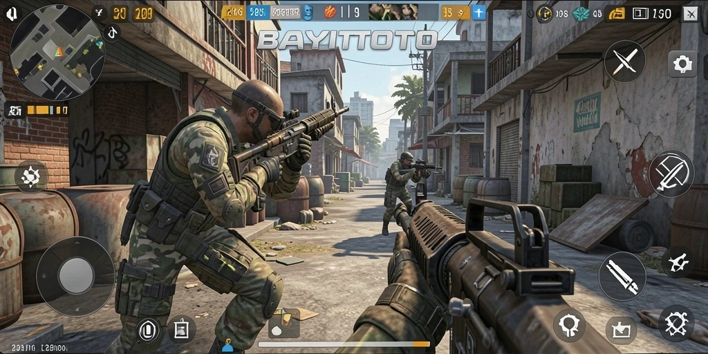 Screenshot gameplay <strong>BAYITOTO</strong> dengan aksi tembakan yang mendebarkan