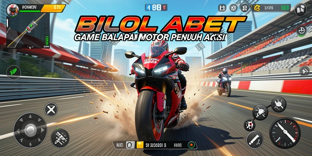 Screenshot gameplay <strong>BIOLABET</strong> menampilkan aksi balapan motor yang mendebarkan.