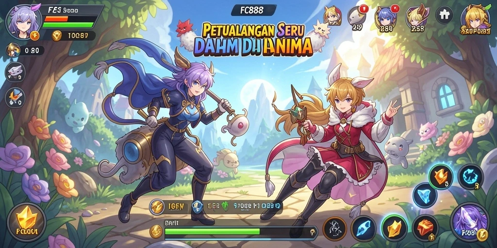 Screenshot FC888 menunjukkan aksi seru dengan karakter Anime yang dinamis.