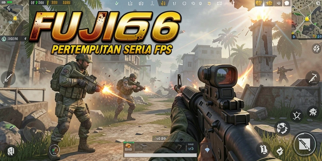 Screenshot gameplay FUJI66 menampilkan aksi tembak-menembak yang intens.