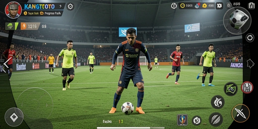 Tampilan gameplay seru KANGTOTO saat bertanding di lapangan.