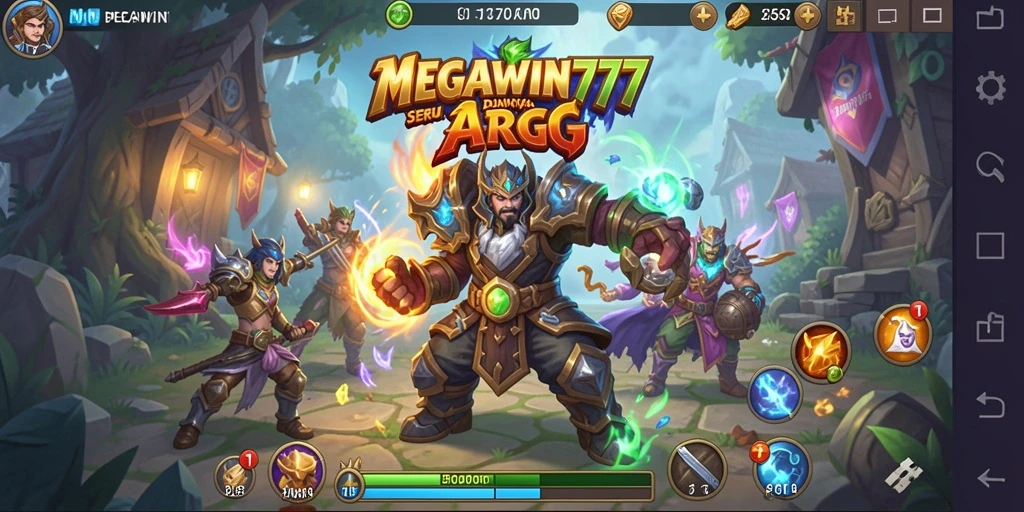 Tangkapan layar gameplay MEGAWIN777 menunjukkan pertarungan seru dalam dunia fantasi.