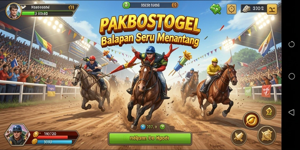 Screenshot PAKBOSTOGEL menampilkan aksi balap yang mengasyikkan dan mobil yang berkecepatan tinggi.