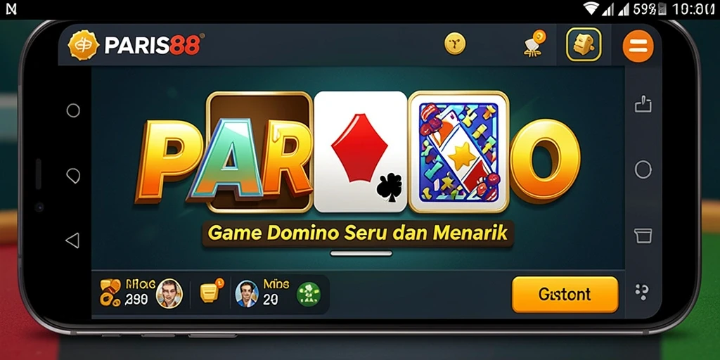 Screenshot menampilkan tampilan seru gameplay Domino di PARIS88.
