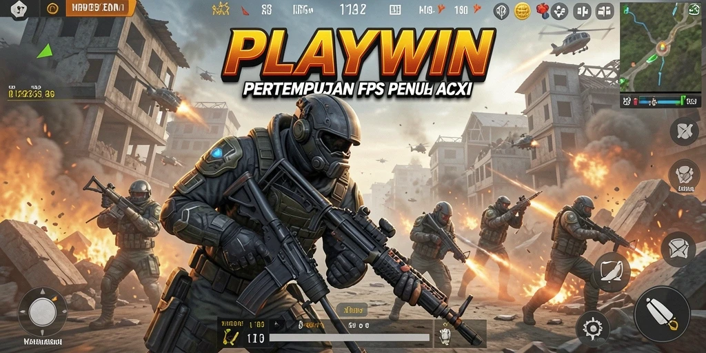 Tangkapan layar gameplay <strong>PLAYWIN</strong> menampilkan pertempuran FPS yang seru.