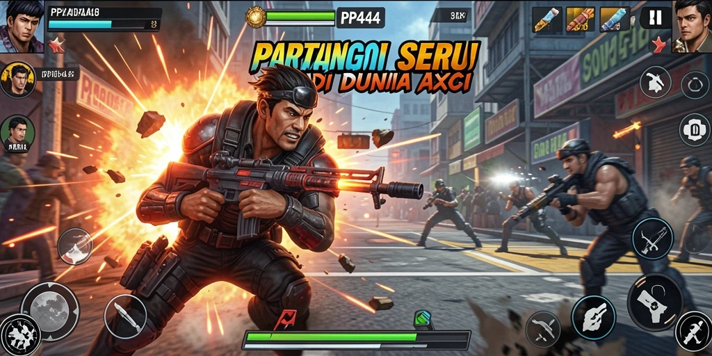 Screenshot gameplay PP444 yang menunjukkan aksi seru dan dinamis.