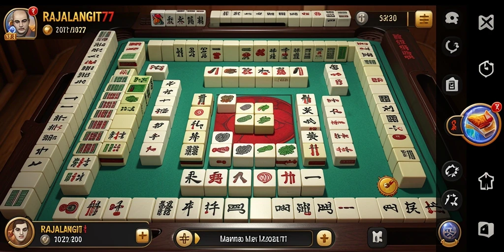 Screenshot gameplay RAJALANGIT77 dengan tampilan Mahjong yang menarik.