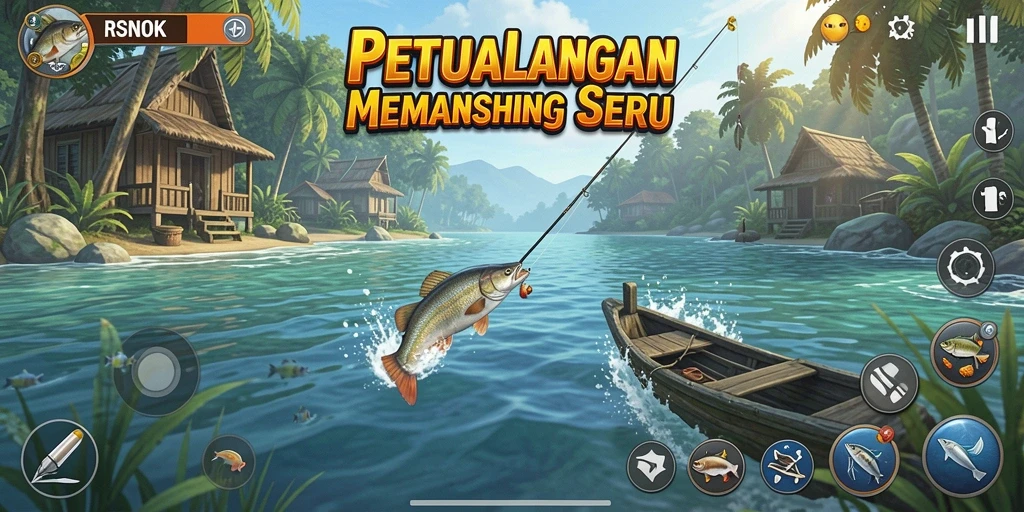 Gameplay RSNOK menampilkan aksi memancing yang mendebarkan.