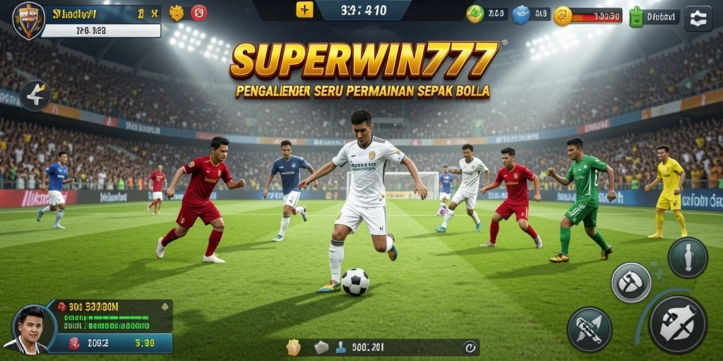 Tampilan gameplay menarik di lapangan sepak bola.