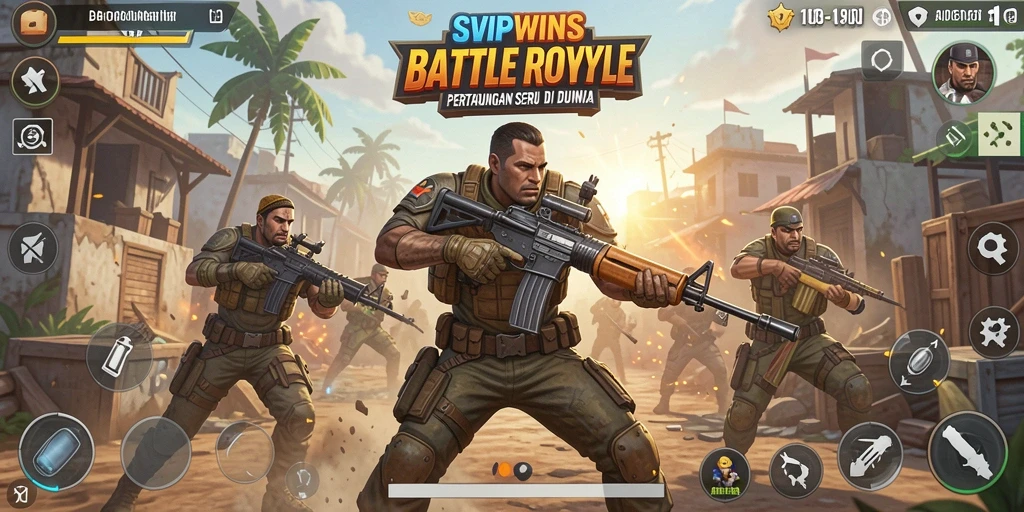 Tampilan gameplay seru di SVIPWINS, menunjukkan pertempuran yang intens.